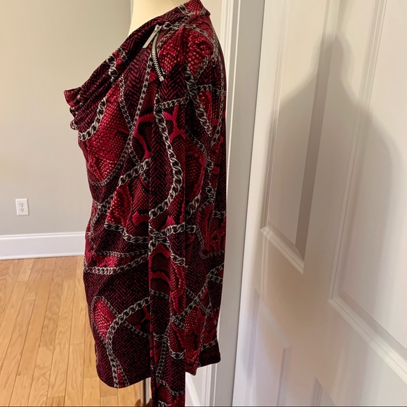 MICHAEL KORS Berry Python Printed Blouse with Silver Zippers - Picture 3 of 5